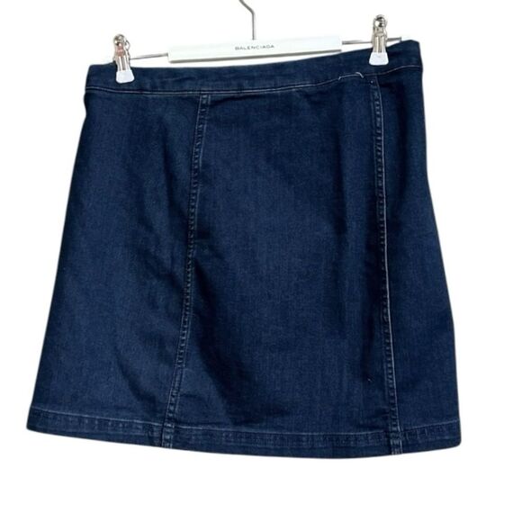 Free People This Way or That Double Zip Denim Mini Skirt Size: 12 - Picture 4 of 5